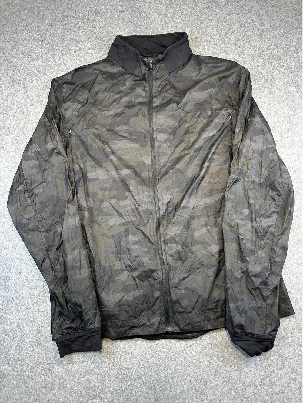 Lululemon Jacket Mens XL Black Camo Surge Full Zip Performance Windbreaker